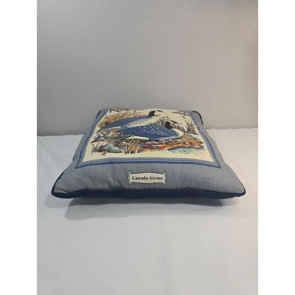Vintage Canada Goose Throw Pillow Lodge Cabin Blue Handmade